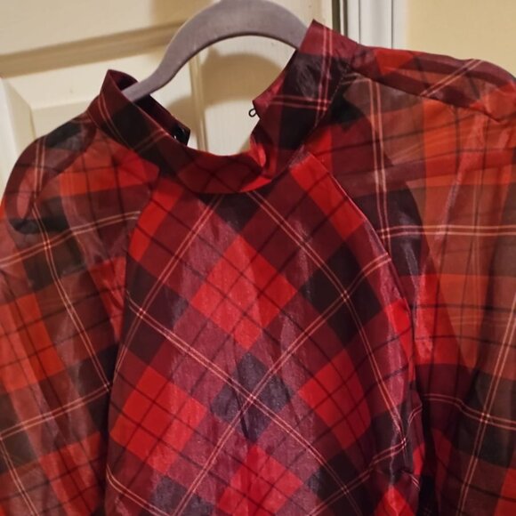 eloquii mock neck plaid blouse - Picture 2 of 6